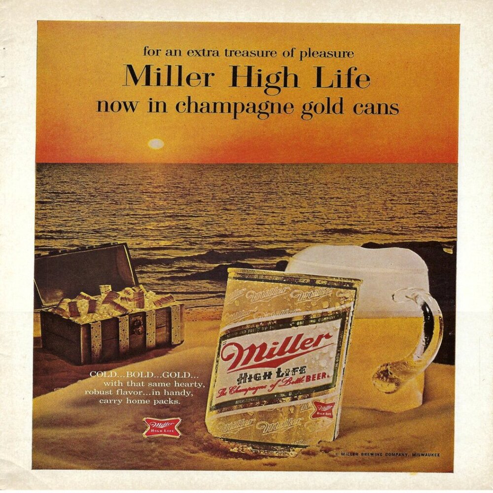 1967 Miller High Life Champagne Gold Cans Beer Vintage Magazine Print Ad/Poster